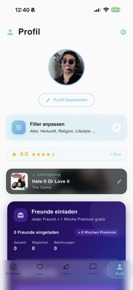 Profil mit Lieblingssong